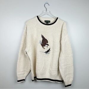 Vintage Croft & Barrow 100% cotton Eagle Sweater size xl cream